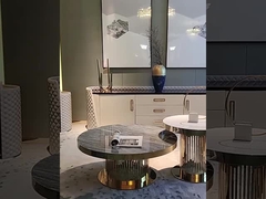 Mesa de centro redonda moderna de luxo certificada em aço inoxidável 304 mesa final personalizada