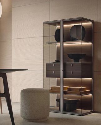 comprar Armário luxuoso da sala de hotel dos armários de exposição do painel de vidro da rocha online manufacture