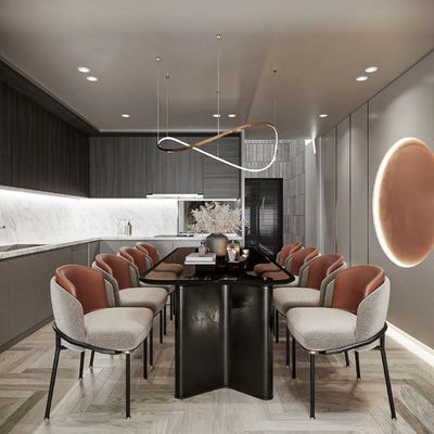 comprar Cabine contemporânea da mobília de vidro do restaurante do hotel que assenta a mesa de jantar preta online manufacture