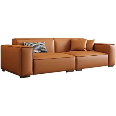 comprar Cor principal do caramelo do couro da camada da sala de visitas feita sob encomenda de couro de Sofa Bed Straight Row Minimalist online manufacture