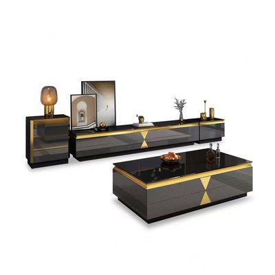 comprar O armário luxuoso da tevê dos armários da sala de hotel da placa da rocha ajusta o vidro preto da sala do hotel online manufacture