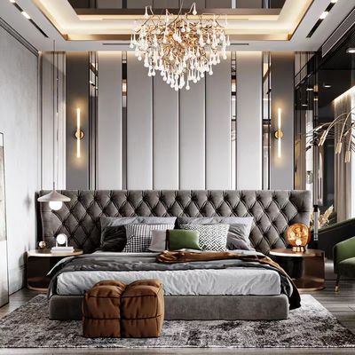 comprar rei de 5 estrelas Size Bed da madeira maciça da grade do preto do dobro da mobília do quarto do hotel online manufacture