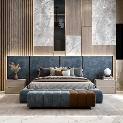 comprar Rei real Size Bed da tela de veludo da mobília feita sob encomenda do quarto do hotel online manufacture