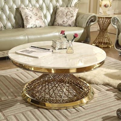 comprar Mesa de centro redonda luxuosa moderna da mesa de centro de aço inoxidável do hotel 304 online manufacture