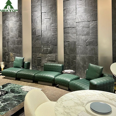 comprar couro verde luxuoso Sofa Set modular do escritório domiciliário da mobília da entrada do hotel de 1800*1000mm online manufacture
