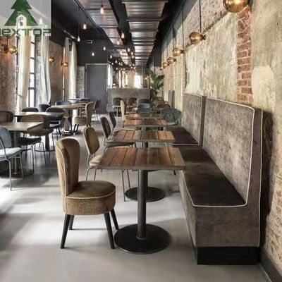 Bom preço Tela inteira L de couro cabine de canto Sofa Set Wooden Chairs da mobília do restaurante do hotel da forma em linha