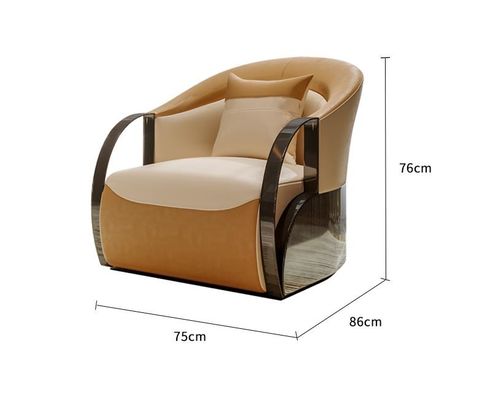 comprar Cadeira de sala de estar de couro genuína do braço de aço inoxidável da mobília da entrada do hotel da parte alta única online manufacture
