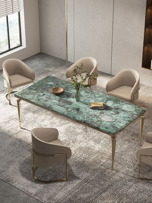 comprar Mobiliário de hotéis e restaurantes italianos Mesa de jantar metálica de mármore natural retangular online manufacture