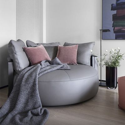 comprar Sofá-cama Desmontável Custom Itália Redondo Grande Sofá Cinzento Preto de Couro de Vaca Mobiliário de Cama online manufacture