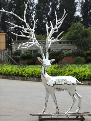 comprar Decoração de hotel Cervo Espelho de aço inoxidável Escultura jardim pátio cenográfico parque online manufacture
