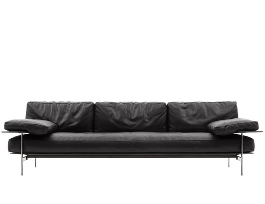 comprar Sofá de couro de quarto de hotel de luxo leve e minimalista de vários lugares, preto, com estrutura metálica online manufacture