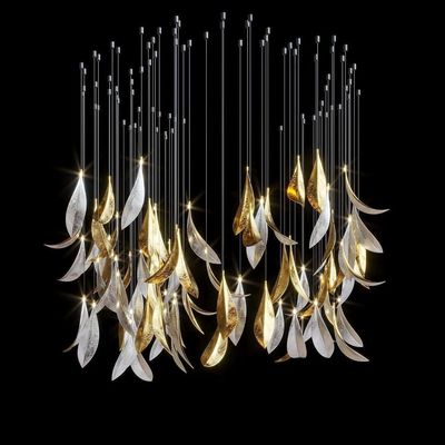 comprar Iluminação personalizada em forma de folha de metal Lobby do hotel Lâmpadas de escada do candelabro principal online manufacture
