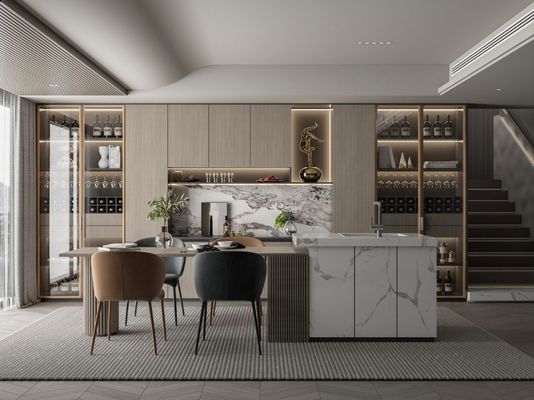 Armários luxuosos feitos sob encomenda do aparador com cremalheira do vinho