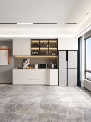 A parede integrada encaixou o armário do aparador do escritório do armário do refrigerador