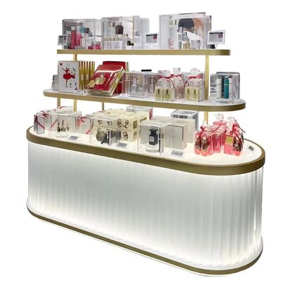 Mostra luxuosa do hardware dos armários de exposição da oxidação da forma shopping cosmético das vitrinas da anti