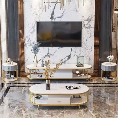 Bom preço Os armários ovais de mármore da sala de hotel tornaram ôco para fora o armário dos meios da tabela de extremidade da tevê do metal em linha