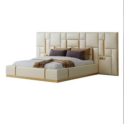 Sala de hotel do apartamento da cama do tamanho de Bentley Luxury Leather Cowhide King grande