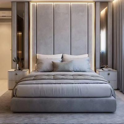Cama de linho da tela da casa de campo luxuosa moderna comercial do apartamento da mobília do quarto do hotel