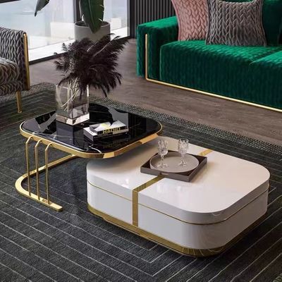Mesa de centro luxuosa de mármore moderna feita sob encomenda do hotel com armazenamento escondido