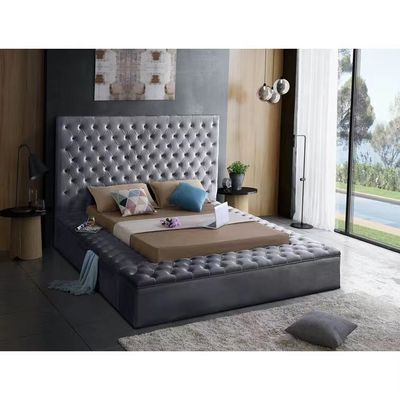 Rei luxuoso de couro moderno Bed do quarto da cama de casal 1,8 do quarto do hotel do mestre da cama