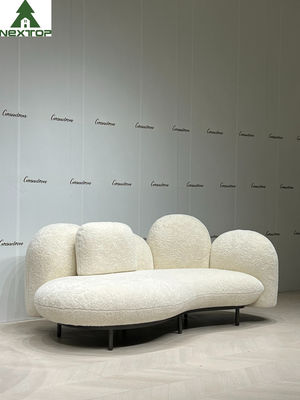 Casa de campo branca dada forma de Sofa For Hotel Room Home do luxuoso dos assentos de veludo 3 da tela