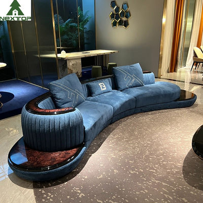 A sala de estar Blue Velvet de Sofa Set Furniture Hotel Lobby da sala de visitas da parte alta curvou sofás