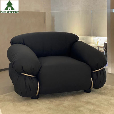 Sala de visitas preta de Sofa Chair Puffy Exterior Villa da tela da mobília do quarto do hotel do OEM única