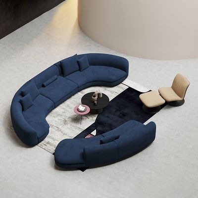 O azul curvou a mobília secional do grupo da recepção da entrada da forma de Sofa Fabric U