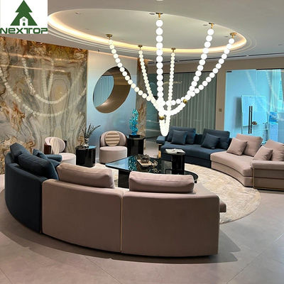 Mobília Sofa Nubuck Fabric Circle Corner modular interior da entrada do hotel do OEM com quadro do metal