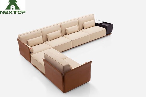 L interior moderno dá forma à área do escritório da entrada de Sofa Set Luxury Leather Hotel