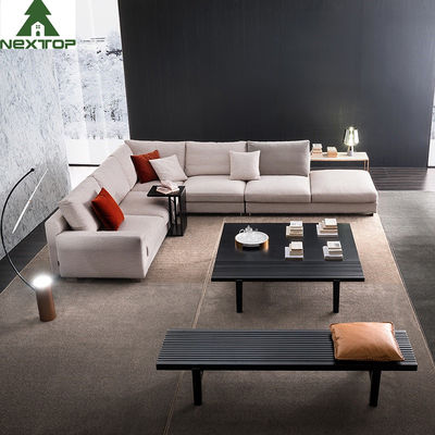 Tela moderna Sofa Awaiting Area Negotiation Set em forma de L do quadro da madeira maciça