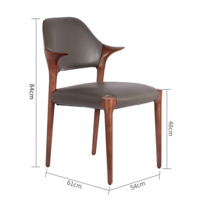 Restaurante Chaise de refeição de madeira maciça Creative Soft Backrest Esquina de vaca em forma de braços