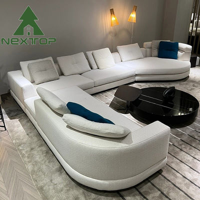 Sofá de linho branco semicircular Decoração de interiores Vila Sala de estar Área de escritório