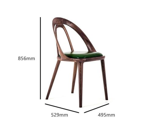 Cadeira de jantar de estilo nórdico Luz luxo Couro genuíno Preto sólido