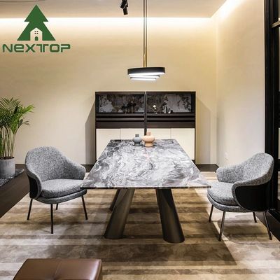 NextTOP aço inoxidável mármore cima mesa de jantar conjuntos de arte base retângulo