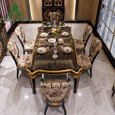 Conjunto de mesa de jantar britânica de estilo real de luxo de 6 lugares