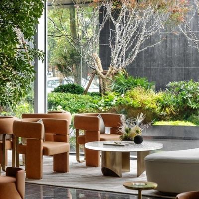 Modernos hotéis de luxo Lobby Mobiliário de escritório Recepção 1 2 3 Sofas Set de mesa de café