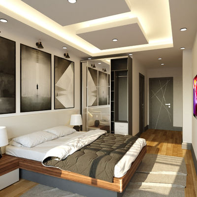 Mobiliário de quarto de hotel de 5 estrelas Optimização do espaço Decoração de quarto interior