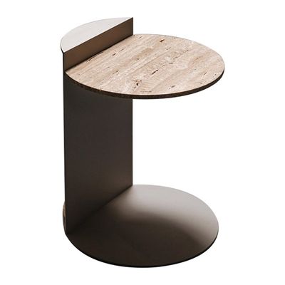 Bom preço Antioxidante Hotel Mesa de Café Ferro Com Apresentação De Madeira Mesa De Lado Placa De Rocha Tipo C Sofá Mesa De Lado em linha