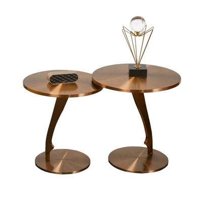 Tabela lateral de aço inoxidável de latão escovado Tabela redonda pequena Tabela de café