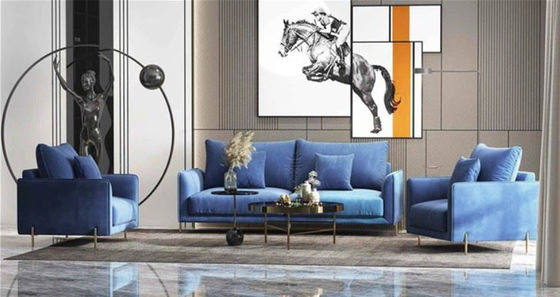 Luxo Hotel Casa Casamento Lobby Veludo Couro Sofá Seccional Moderno