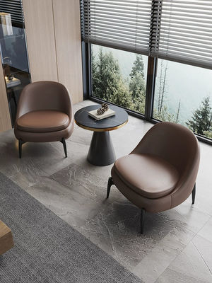Hotel 5 estrelas estilo minimalista Sofá de couro genuíno Assento de mesa e cadeira