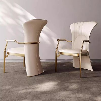 Cadeira de couro leve de luxo de alta qualidade de aço inoxidável Cadeira de jantar minimalista moderna